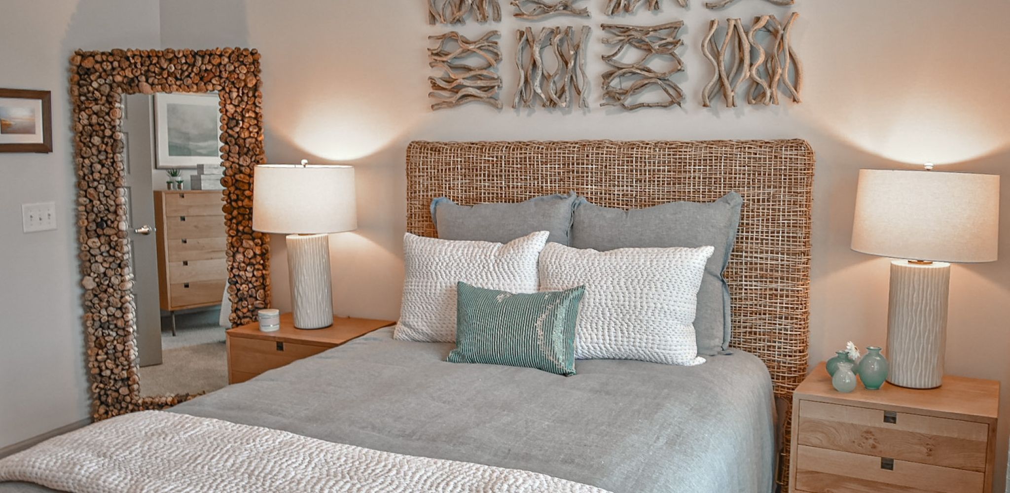 Hawthorne at Smith Creek spacious apartment bedroom with carpet and large bed